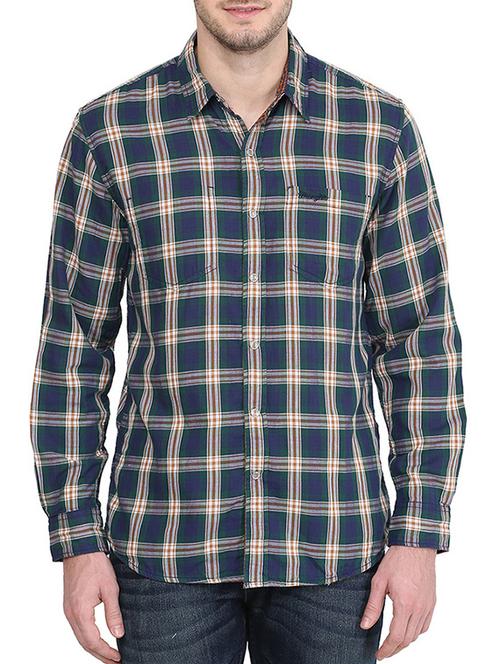 blue cotton casual shirt - 11567964 - Very Small Image - 1