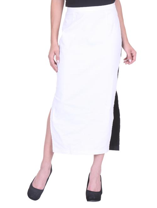 white black color, cotton slit skirt - 11570411 - Very Small Image - 1