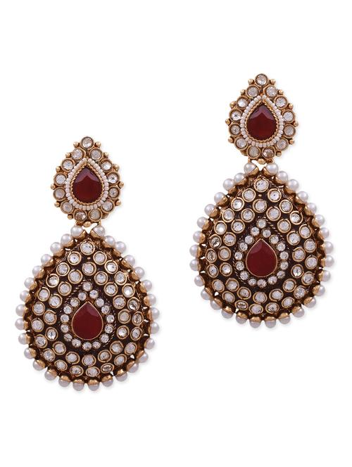 maroon and white copper drop earring - 11575834 - Very Small Image - 1