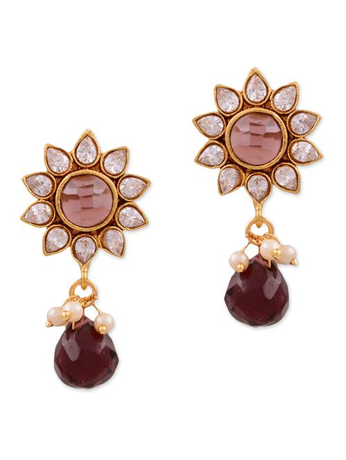 maroon copper drop earring - 11575838 - Very Small Image - 1