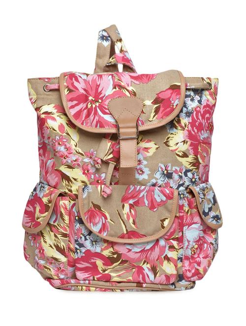 floral printed tan backpack - 1157602 - Very Small Image - 1