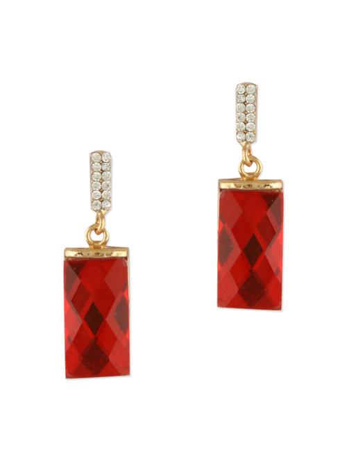 red embellished earrings with rectangular stones - 1158081 - Very Small Image - 1