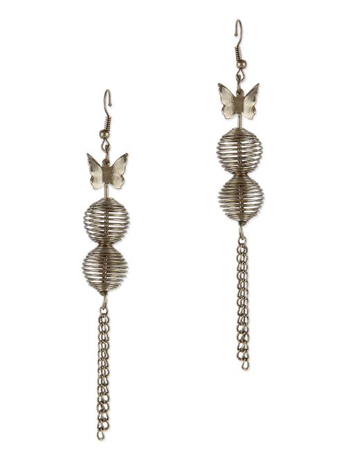 silver studded metallic earrings with butterfly - 1158090 - Very Small Image - 1