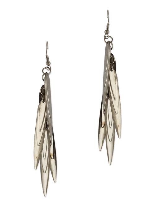 silver studded metallic hanging earrings - 1158094 - Very Small Image - 1