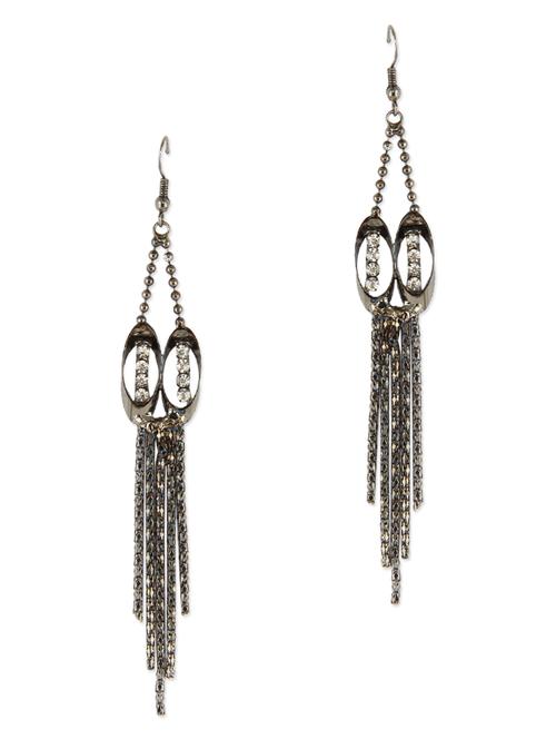 silver beaded metallic oval shaped earrings - 1158098 - Very Small Image - 1