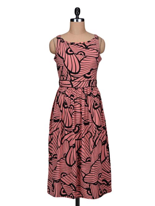 abstract print peach a-line long dress - 1158284 - Very Small Image - 1