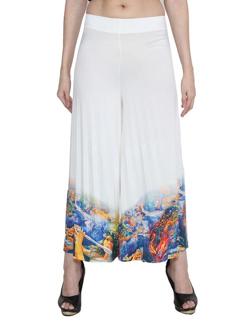 white polyester printed palazzo - 11583312 - Very Small Image - 1
