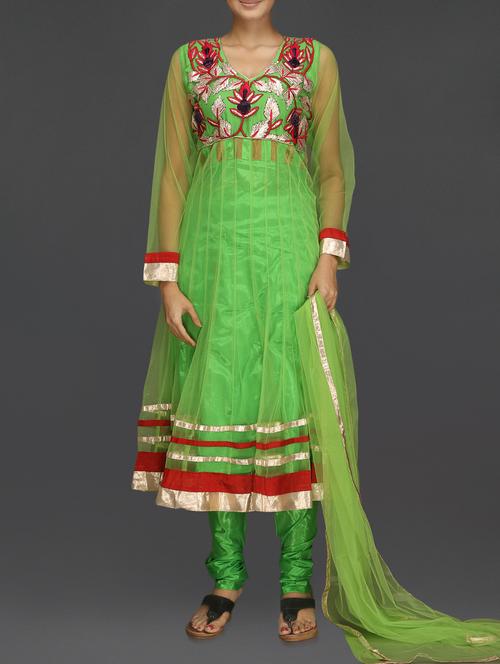 green embroidered net suit set - 1158451 - Very Small Image - 1