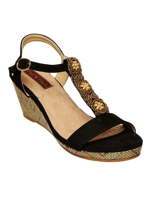 black leatherette wedge - 11586016 - Very Small Image - 1