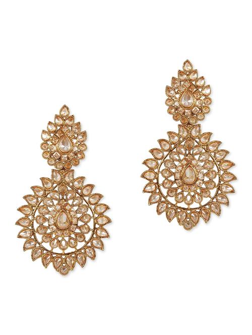 gold metal studded drop earrings - 11587090 - Very Small Image - 1