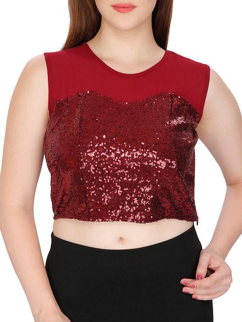 red georgette crop top - 11588800 - Very Small Image - 1