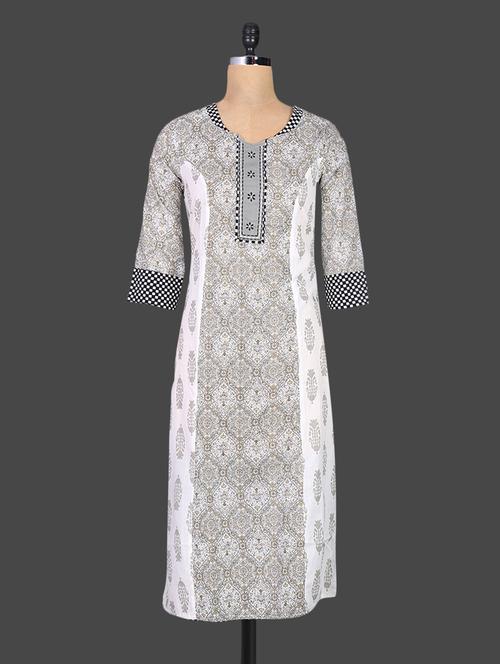 quarter sleeves printed cotton kurta - 1159623 - Very Small Image - 1