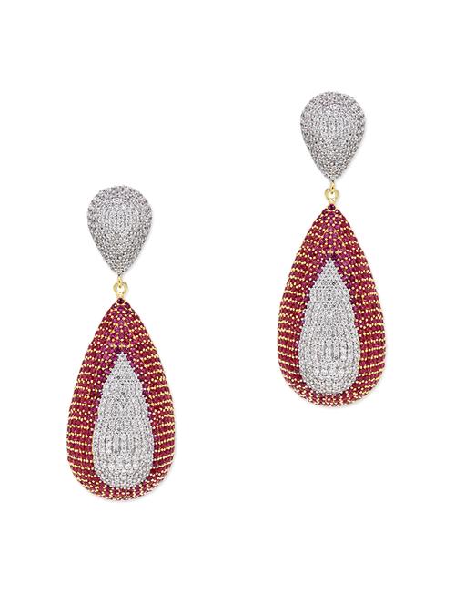 red polki drop earrings - 11596927 - Very Small Image - 1