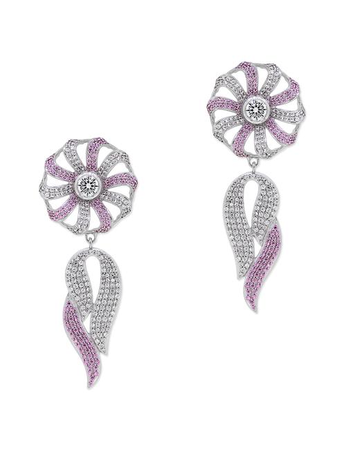 pink silver drop earrings - 11596947 - Very Small Image - 1