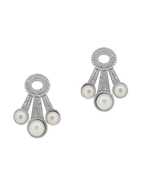 white silver studs earrings - 11596964 - Very Small Image - 1