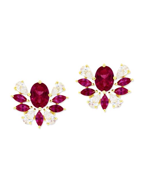 fuchsia golden studs earrings - 11597010 - Very Small Image - 1