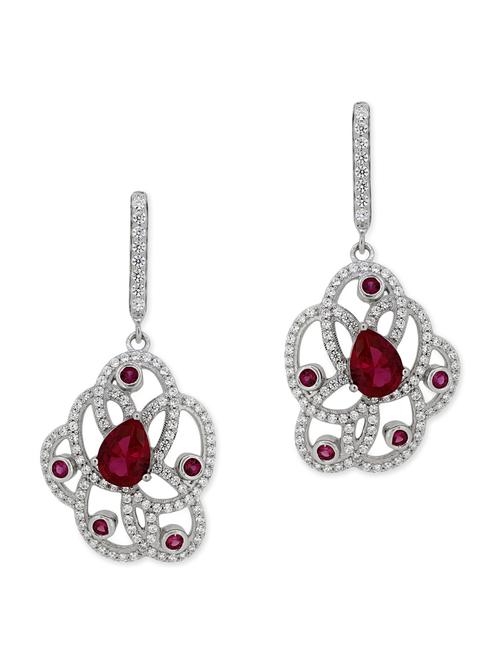 red silver drop earrings - 11597038 - Very Small Image - 1