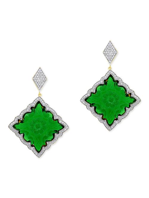 green silver drop earrings - 11597050 - Very Small Image - 1