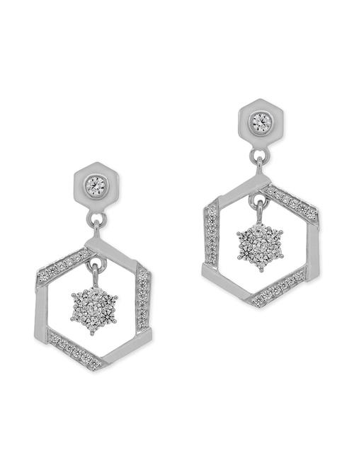 white silver drop earrings - 11597074 - Very Small Image - 1
