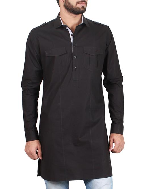black cotton kurta - 11599126 - Very Small Image - 1