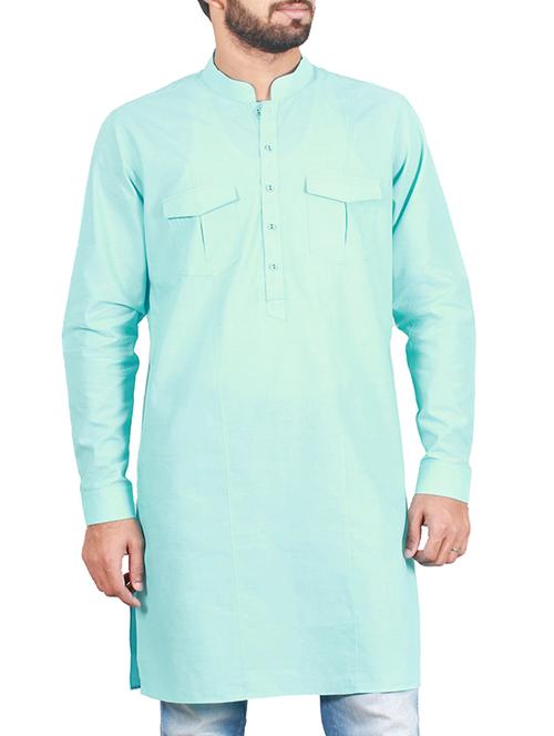 blue cotton kurta - 11599129 - Very Small Image - 1