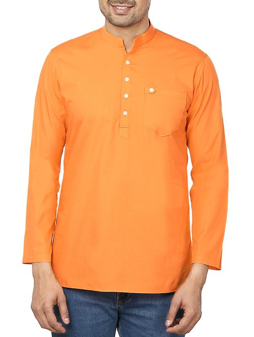 orange cotton kurta - 11599179 - Very Small Image - 1
