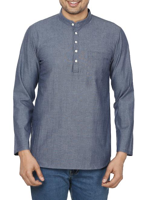 grey cotton kurta - 11599193 - Very Small Image - 1