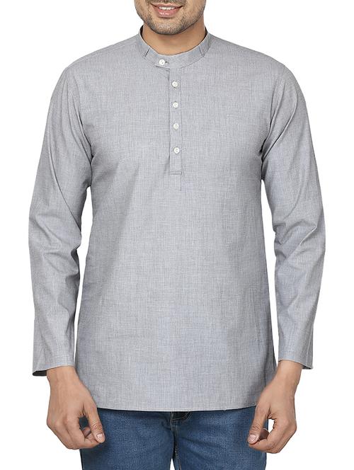 grey cotton kurta - 11599196 - Very Small Image - 1