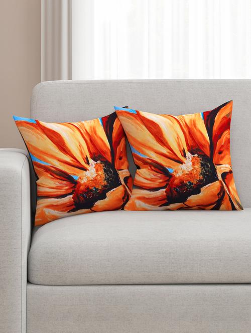orange cotton printed cushion cover (set of 2) - 11600603 - Very Small Image - 1