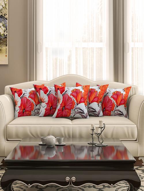 white cotton printed cushion cover (set of 5) - 11600610 - Very Small Image - 1