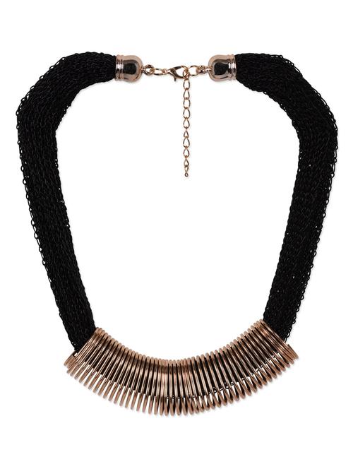 black zari worked metallic necklace - 1160094 - Very Small Image - 1