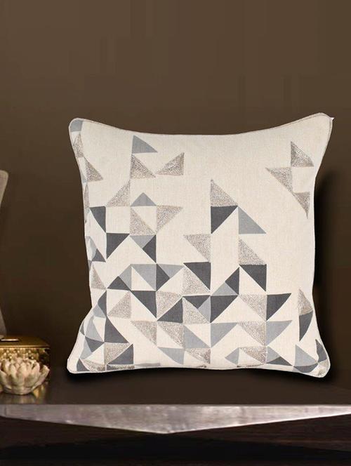 white printed cotton single cushion cover - 11602547 - Very Small Image - 1