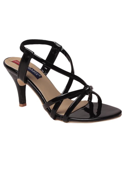 solid black faux leather sandals - 11605131 - Very Small Image - 1