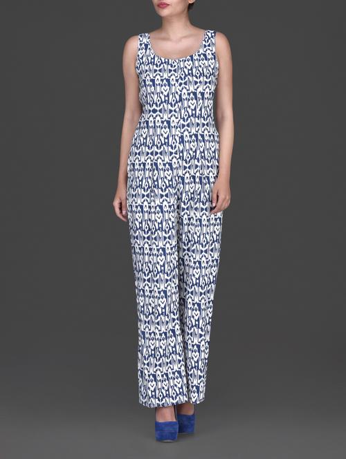 white abstract printed rayon jumpsuit - 1160571 - Very Small Image - 1