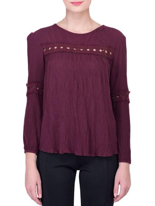 purple cutwork rayon top - 11606106 - Very Small Image - 1