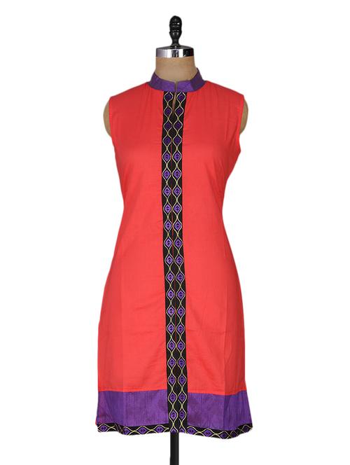 dyed embroidery cotton kurta - 1161282 - Very Small Image - 1