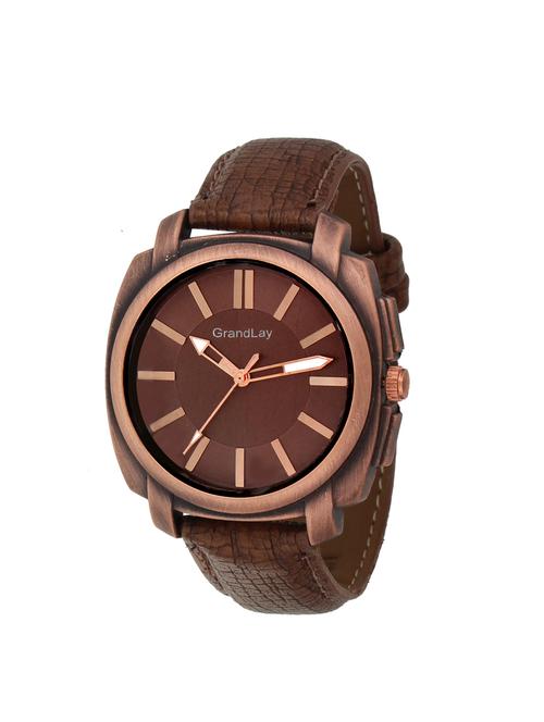 brown leather analog watch - 11613167 - Very Small Image - 1