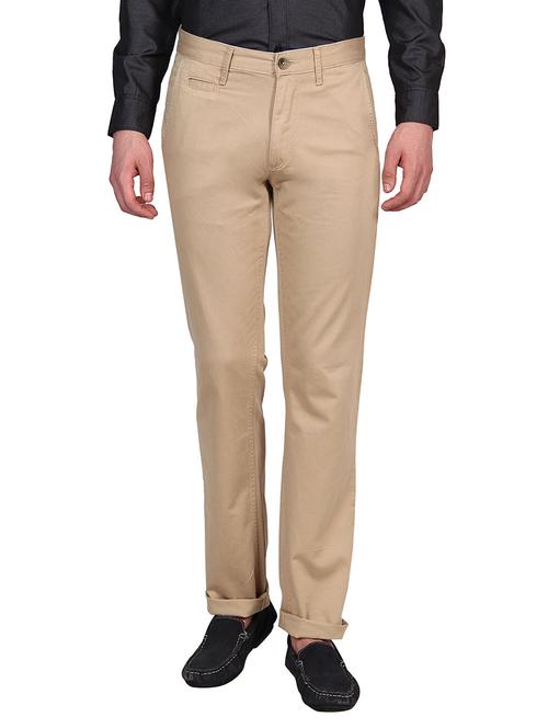 solid beige cotton trousers - 11614703 - Very Small Image - 1