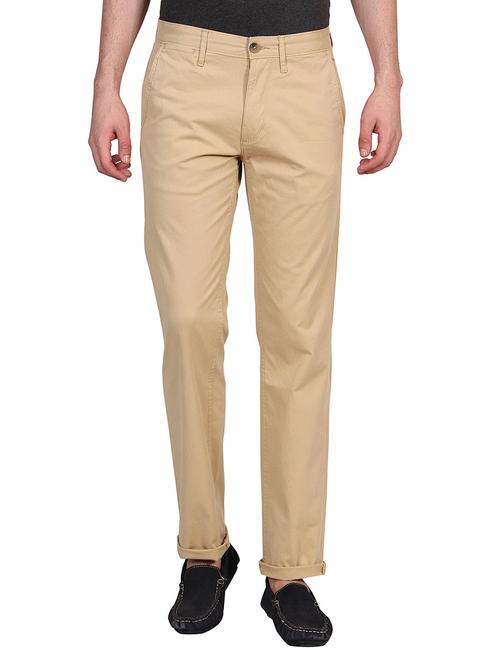 solid beige cotton trousers - 11614707 - Very Small Image - 1
