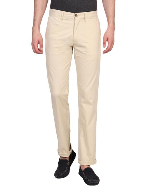 solid cream cotton trousers - 11614708 - Very Small Image - 1