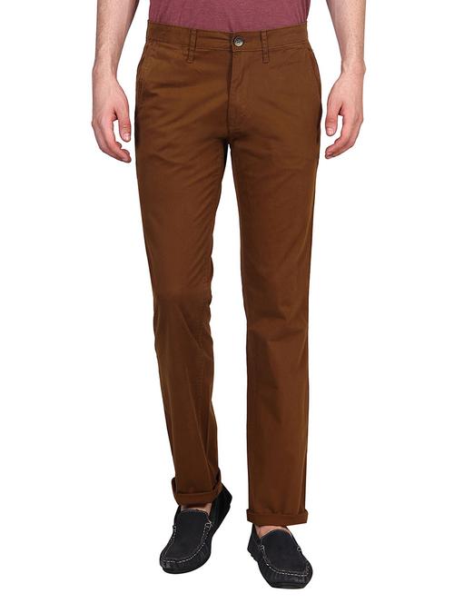solid brown cotton trousers - 11614709 - Very Small Image - 1