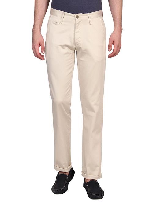 solid cream cotton trousers - 11614710 - Very Small Image - 1
