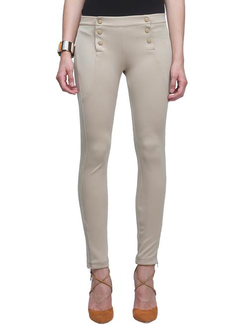 beige cotton flat front trouser - 11615017 - Very Small Image - 1