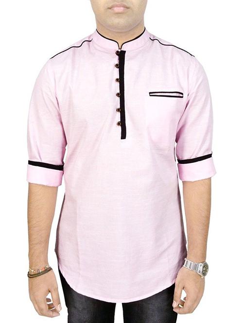 baby pink linen kurta - 11616239 - Very Small Image - 1