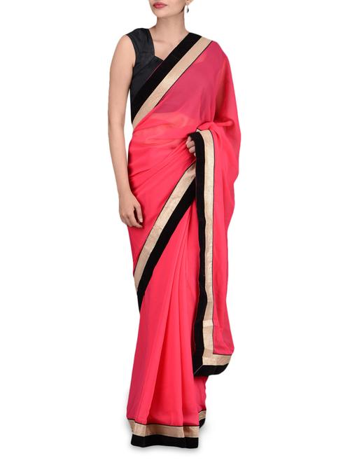 coral georgette saree - 1161742 - Very Small Image - 1