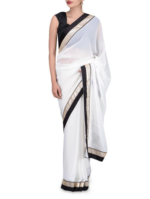 white georgette saree - 1161743 - Very Small Image - 1
