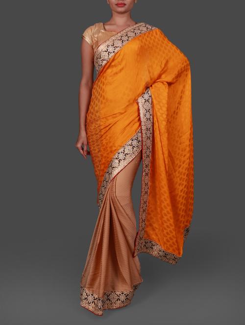 yellow jacquard crepe saree - 1162154 - Very Small Image - 1