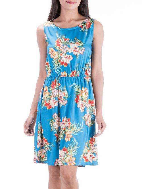 round neck floral a line dress - 11628054 - Very Small Image - 1