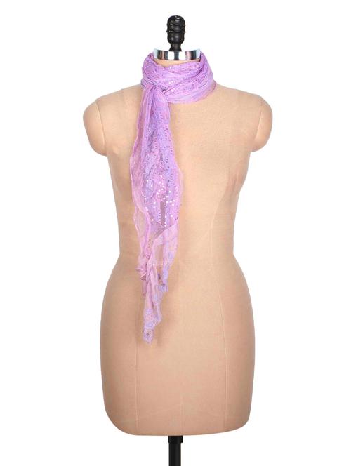 Embellished Lavender Net and Lace Scarf - 1164708 - Very Small Image - 1