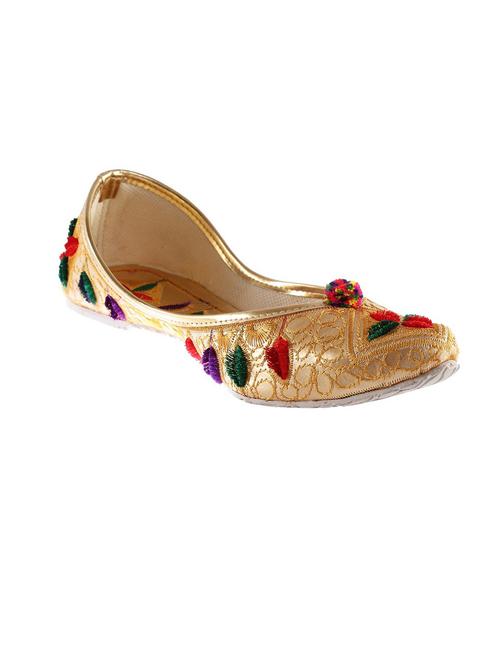 gold embroidered faux leather jutis - 11648781 - Very Small Image - 1